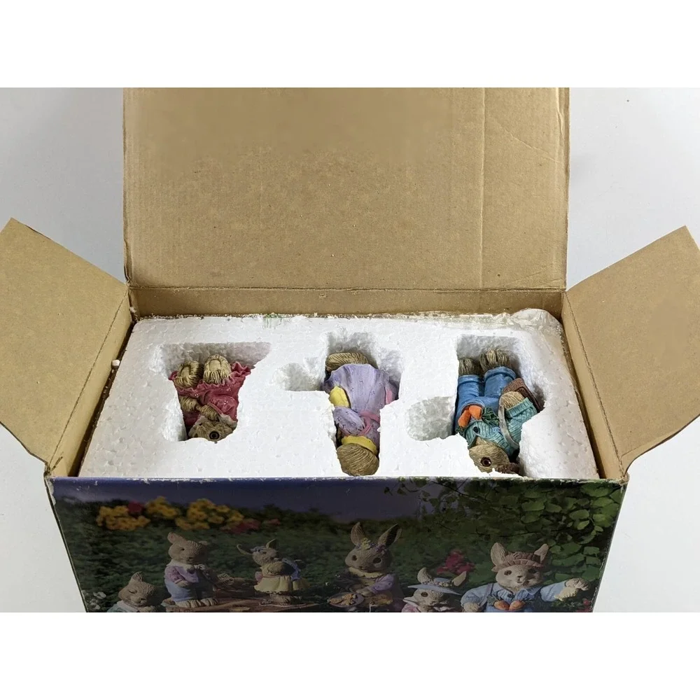 Mervyn's 7 Pc Bunny Fishing Set Collection Easter Vtg Original Box RARE 1995